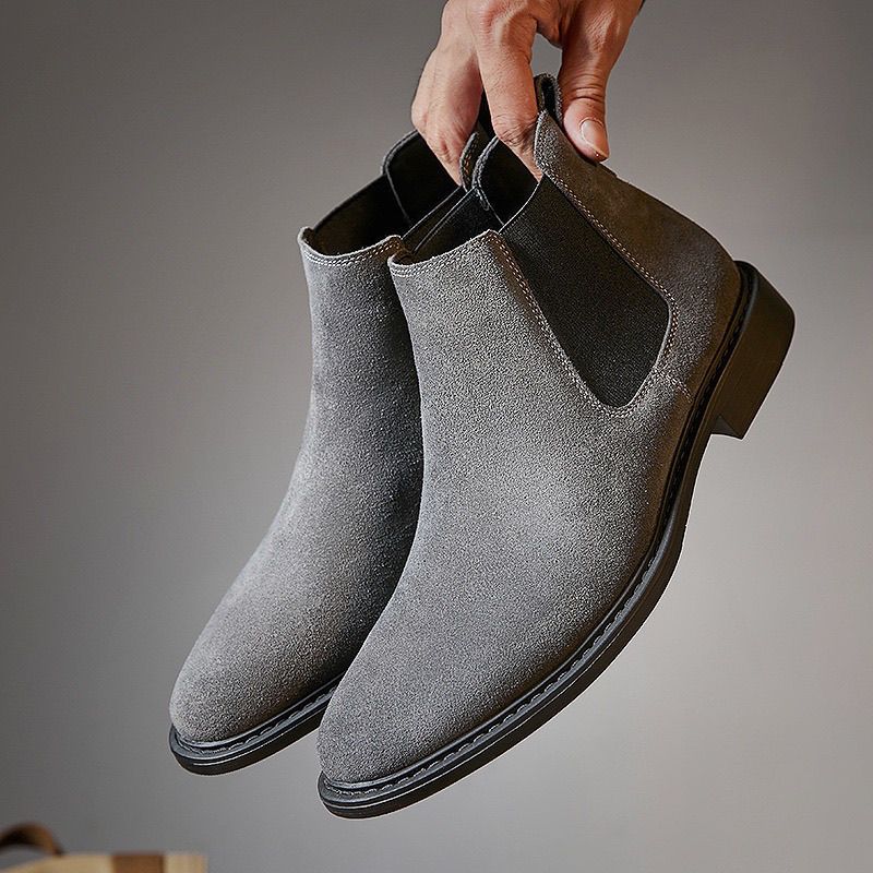 Men's Chelsea Suede British Fur Short Soft Men's Business Leather Shoes