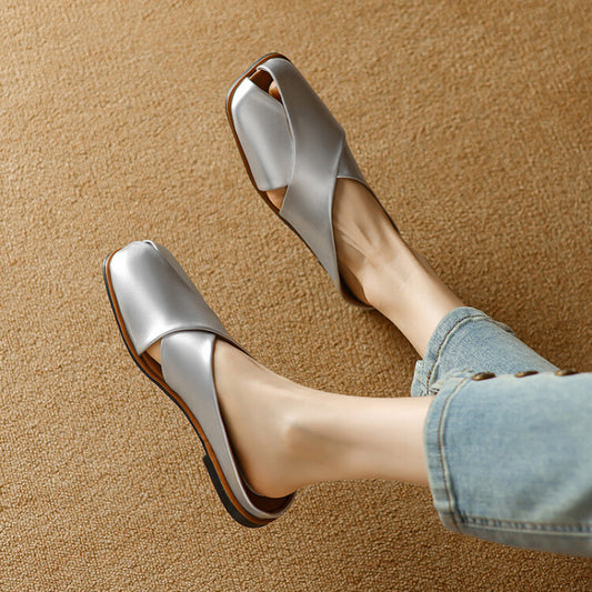 Women's Summer Large Small Size Solid Color One Pedal Flat Slippers