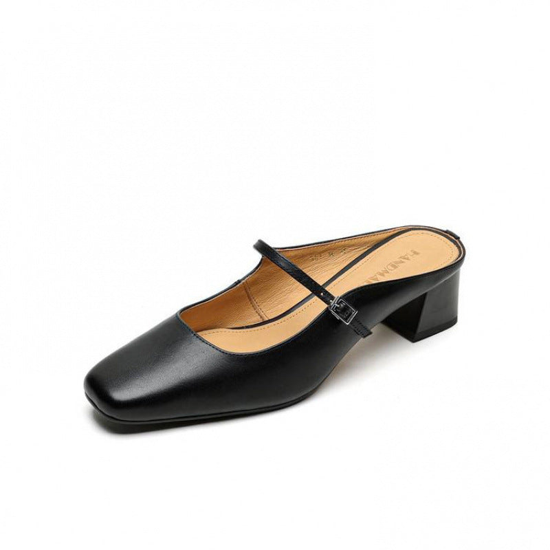 Women's Soft Easy To Wear Genuine Retro Medium Thick Toe Box Sandals