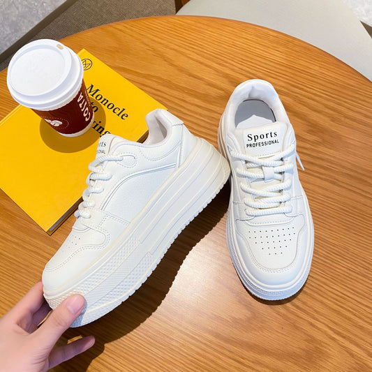 Women's White Platform Height Increasing Fashionable Panda Casual Shoes