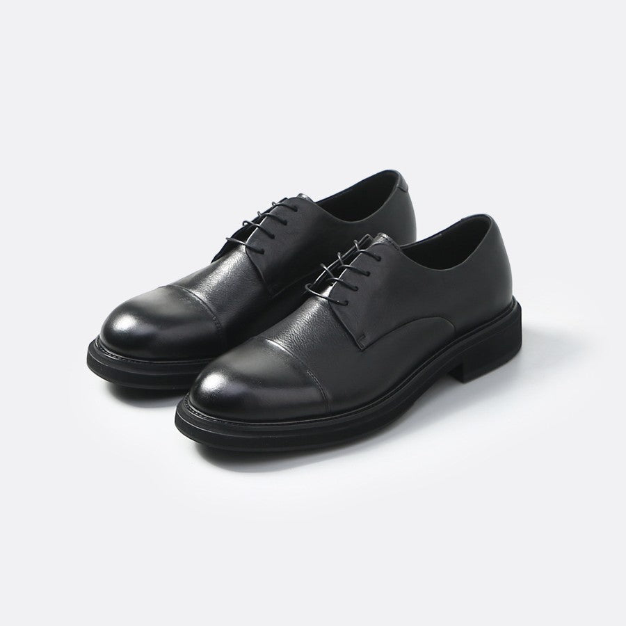 Men's Business European Version Derby Round Head British Men's Casual Leather Shoes