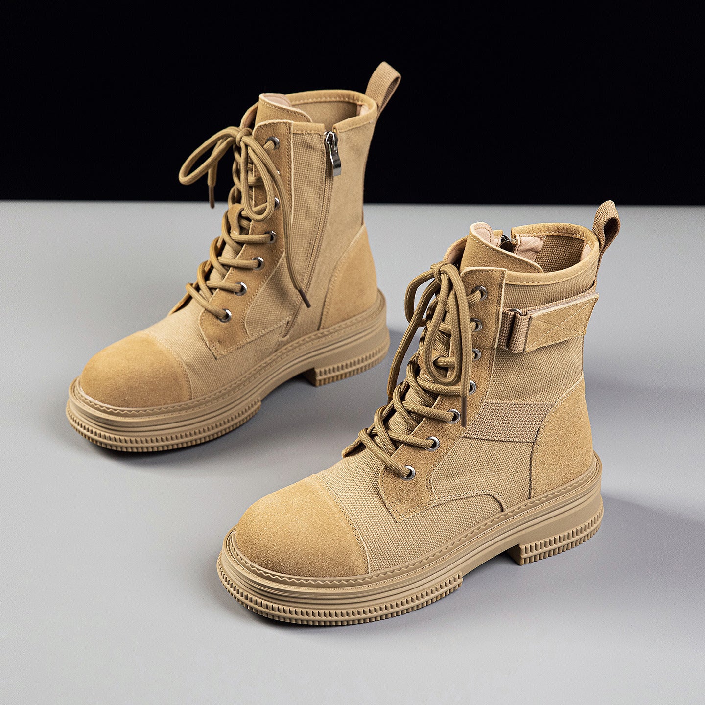 Women's Summer Thin Breathable Lace Up Round Toe Side Women's Leather Boots