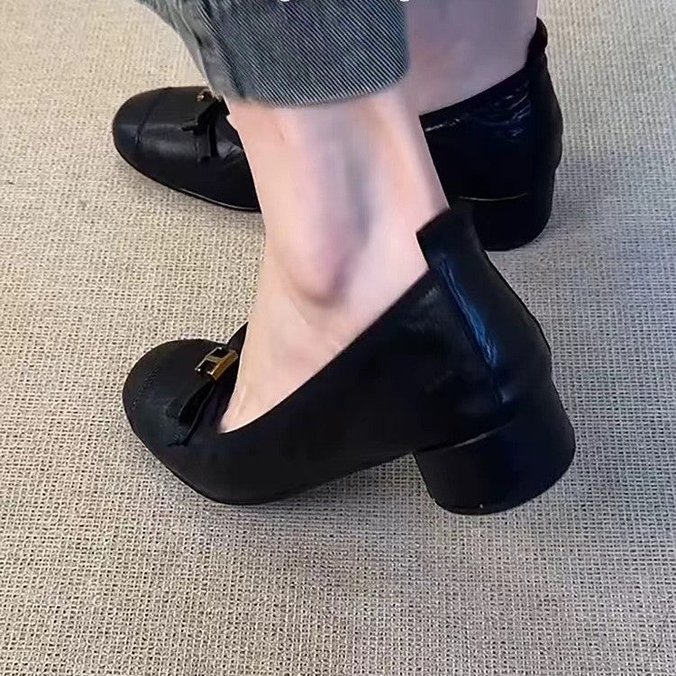 Women's Soft Sheepskin Low Round Head Low-cut Women's Fashion Shoes
