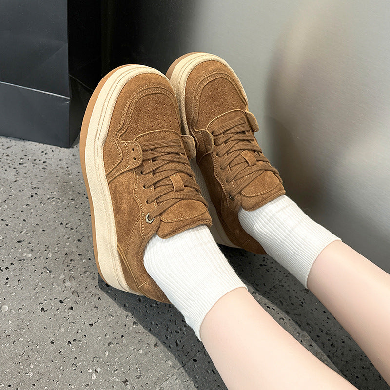 Women's Thick-soled Winter Small Height Increasing Platform Lace Women's Cotton Shoes