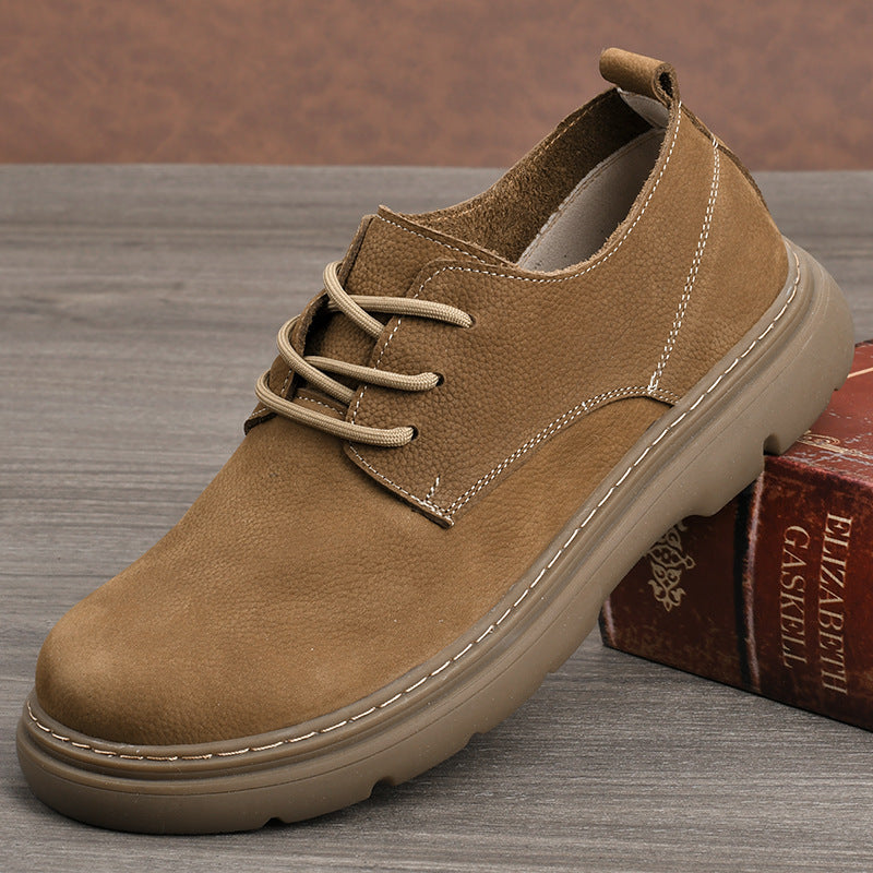Men's Layer Cowhide British Style Comfortable Easy Men's Casual Leather Shoes