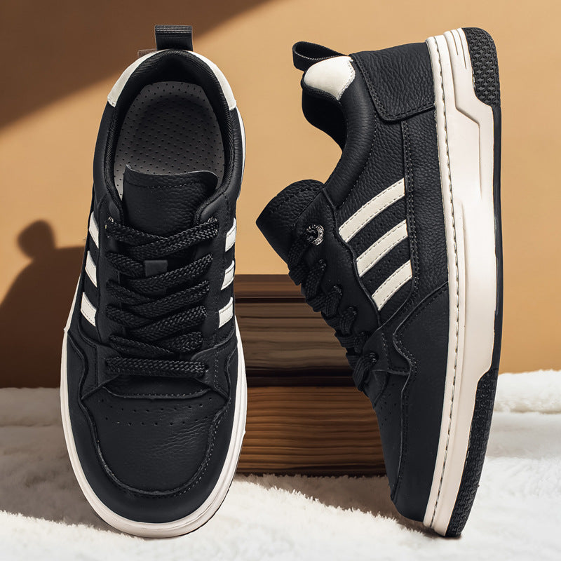 Men's Layer Cowhide Spring Breathable Foam Platform Fashion Men's Board Shoes