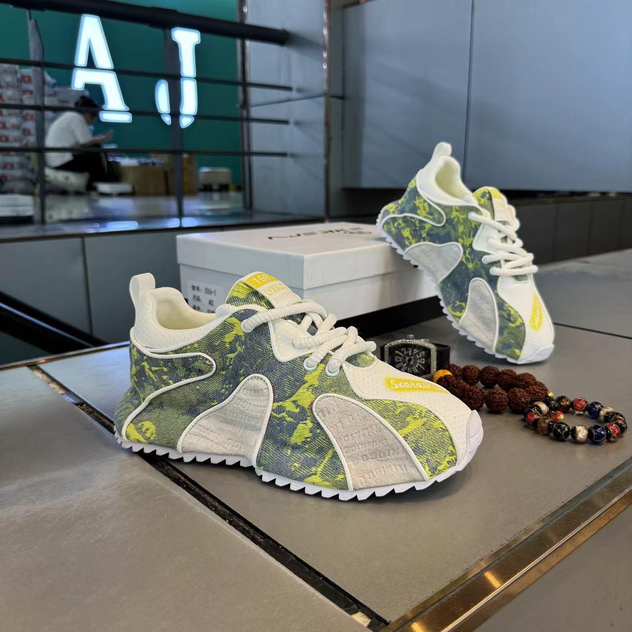 Men's Fashionable Fabric Patchwork Easy Matching Comfortable Platform Height Increasing Casual Shoes