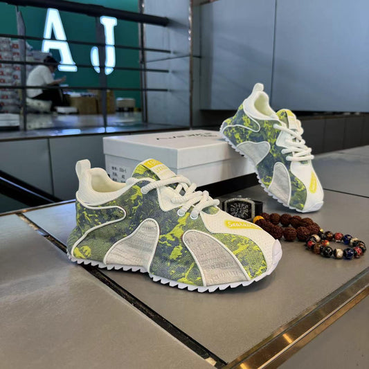 Men's Fashionable Fabric Patchwork Easy Matching Comfortable Platform Height Increasing Casual Shoes