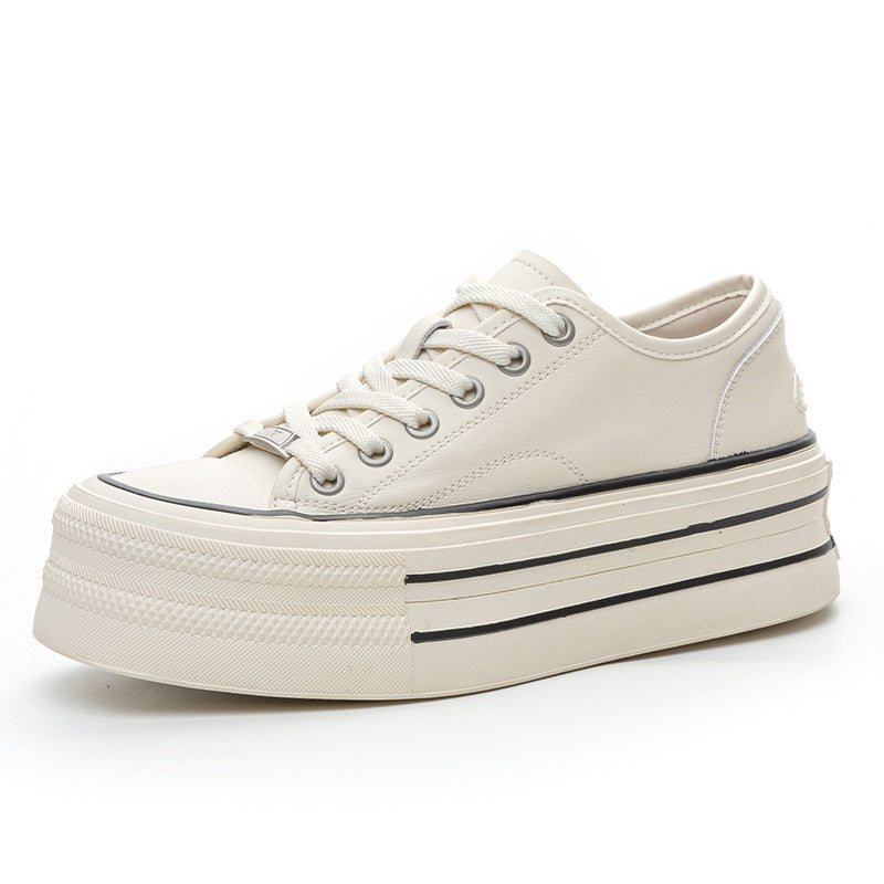 Women's Round Toe Platform Sports White Women's Board Shoes