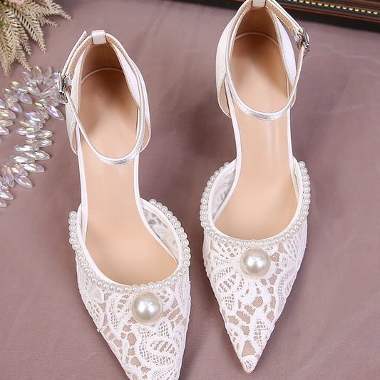 Toe Box Hollow Super French Lace Main Wedding Dress Bridal High Heeled Sandals