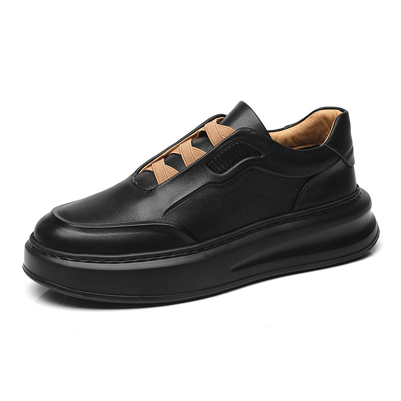 Men's Top Layer Cowhide Black Simple Breathable Leather Shoes