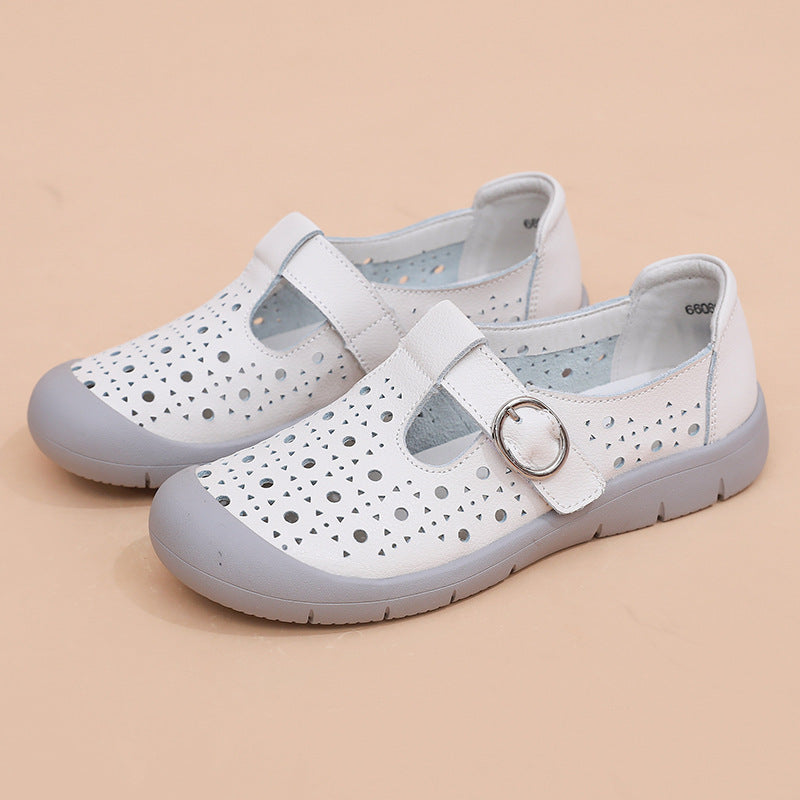 Women's Style Slip-on Cowhide Comfortable Soft Bottom Women's Shoes