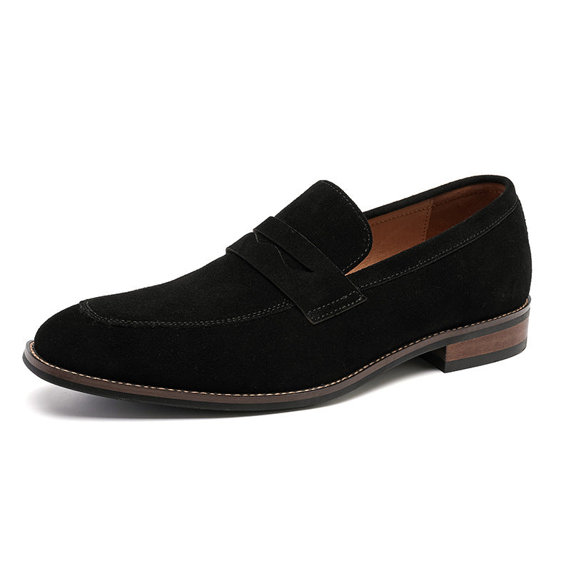Men's Plus Size British Trend Korean Style Slip-on Lofter Genuine Leather Shoes