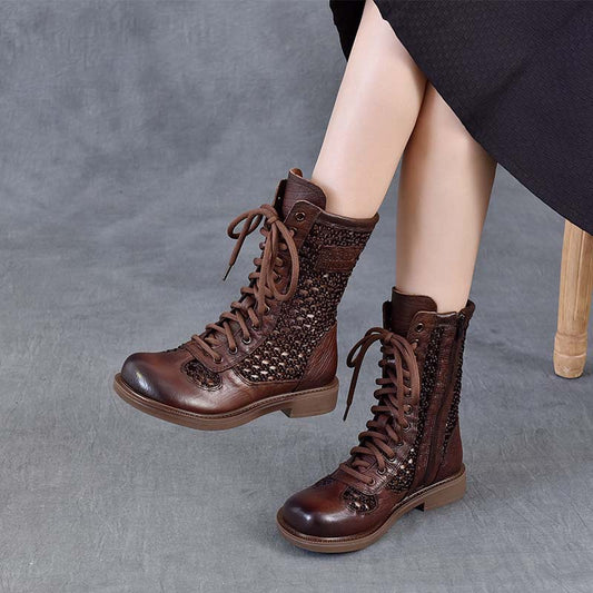 Layer Of Cowhide Patchwork Retro Length Breathable Knight Summer Flat Sandals