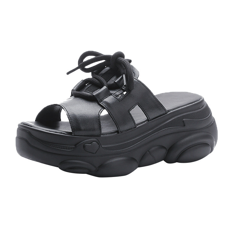 Women's Toe Half Outer Wear Summer Lazy Platform Slippers