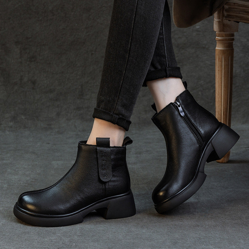 Women's First Layer Cowhide Martin Simple Lightweight Women's Leather Boots