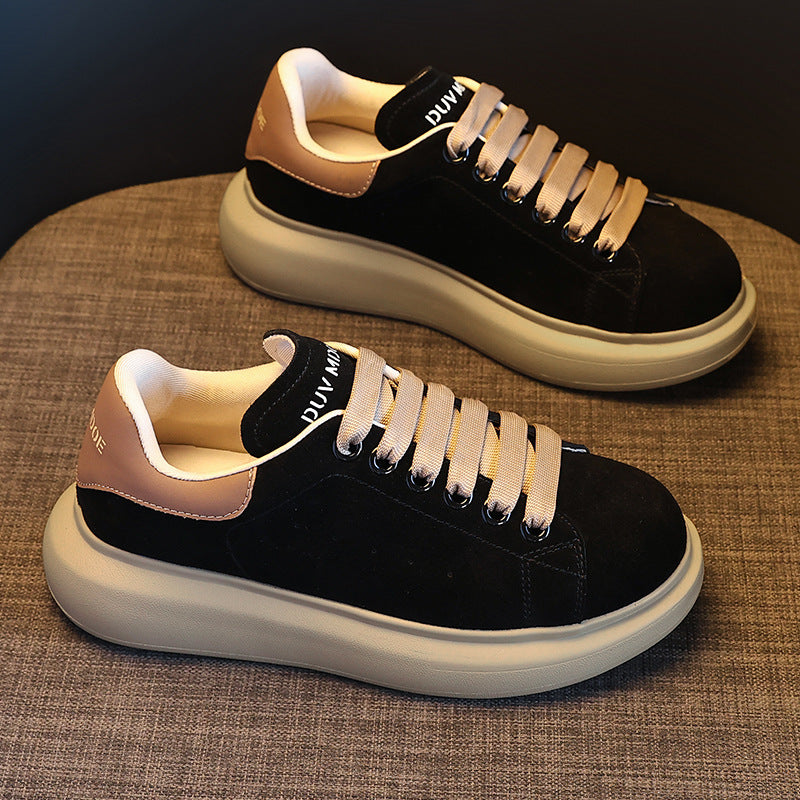 Women's Mcqueen White Flat Elevator Wild Sports Casual Shoes