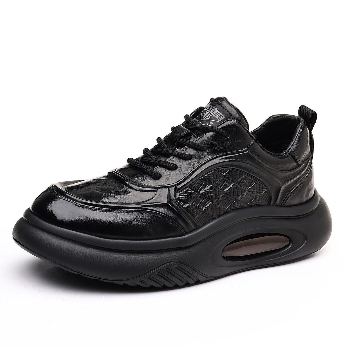 Men's First Layer Cowhide Thick Sole Increased Lightweight Pumps Trendy Sneakers
