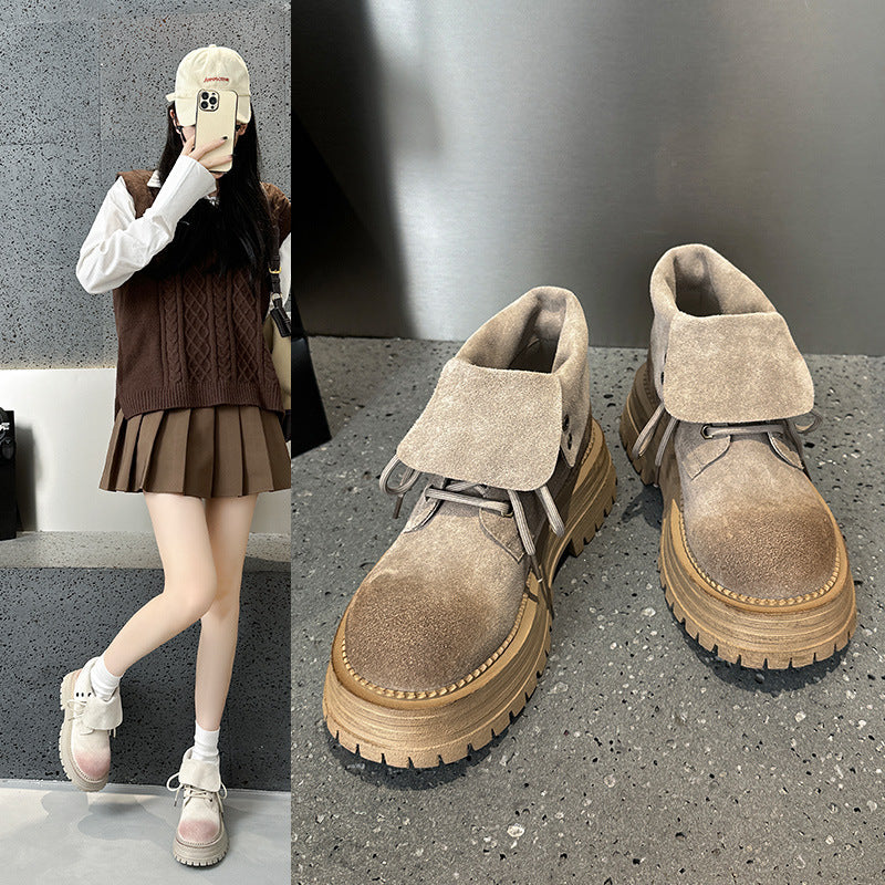 Women's Martin Yellow Single Thick Bottom Two-way Short Worker Boots