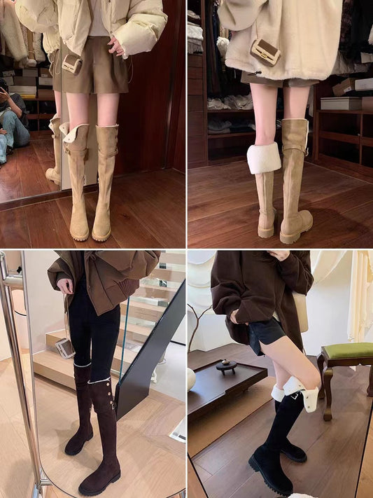 Slimming Veet Padded Knight High Platform Boots