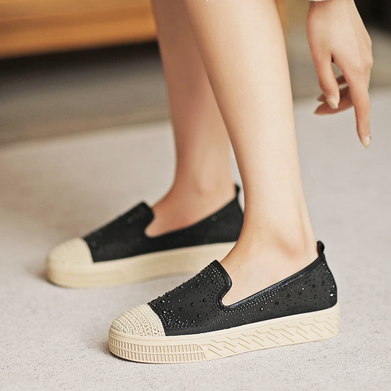 Women's Summer Platform Rhinestone Fisherman Flat Mesh Classic Sandals