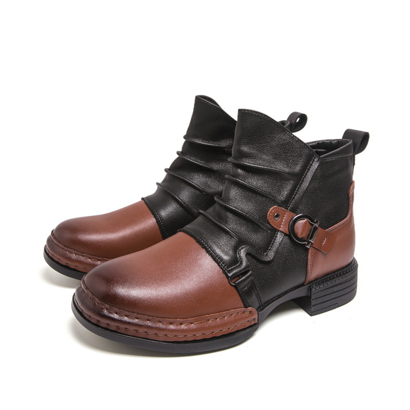 Men's Western American Cowboy Winter British Style Men's Business Leather Shoes