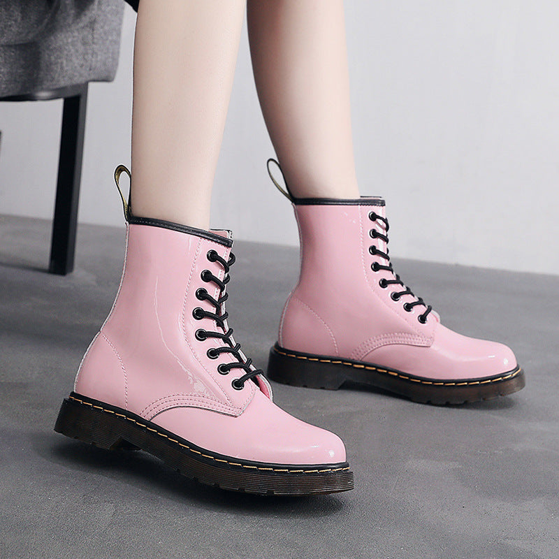 Women's Female Pink Patent British Style Mirror Boots