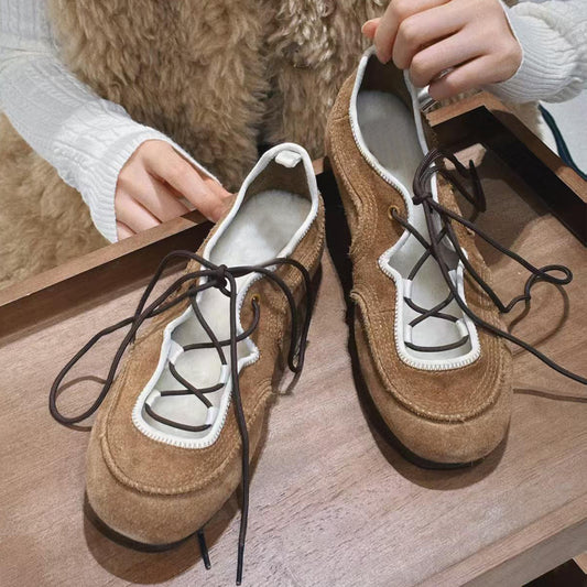 Cowhide Version Retro Round Toe Ballet Style Mary Jane Versatile Women's Fashion Shoes