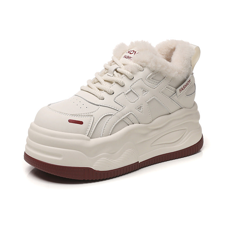 Women's Height Increasing Polyurethane Light White Fashion Breathable Versatile Women's Casual Shoes