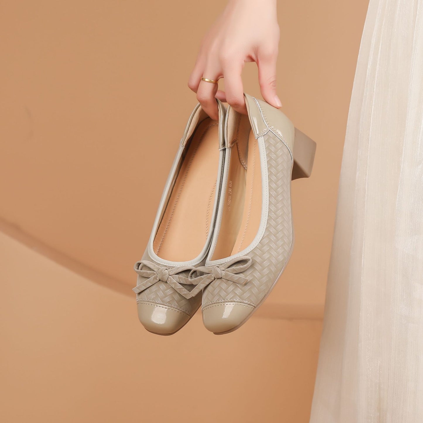 Women's Classic Style Low Elegant Square Toe Bow Shallow Mouth Mary Women's Fashion Shoes