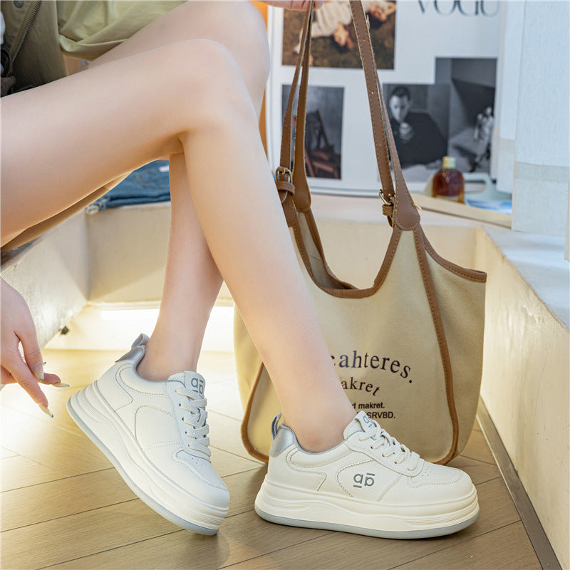 Women's Large Size One Thick Bottom Breathable White Lightweight Sports Women's Casual Shoes