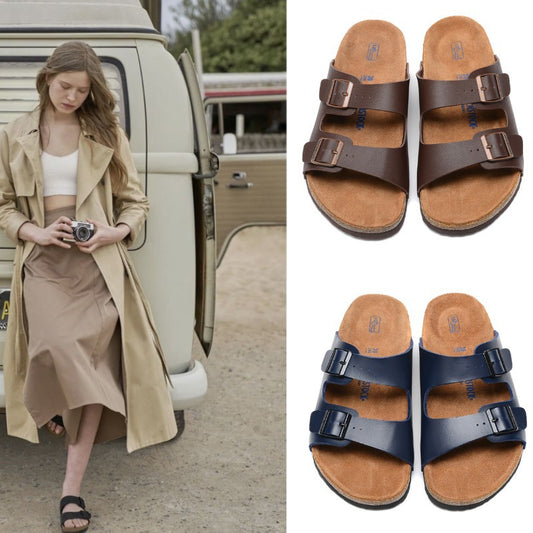 Women's Summer Niche Roman Style Cork Sole Flat Slippers