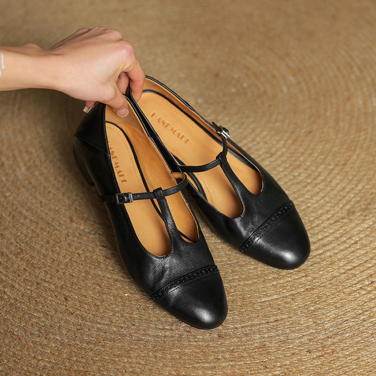 Women's French Retro Arc Belt Chunky Mary Jane College Women's Fashion Shoes