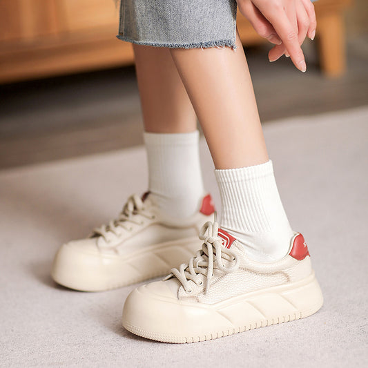 Women's Genuine Retro Color Matching Thick Bottom Casual Shoes