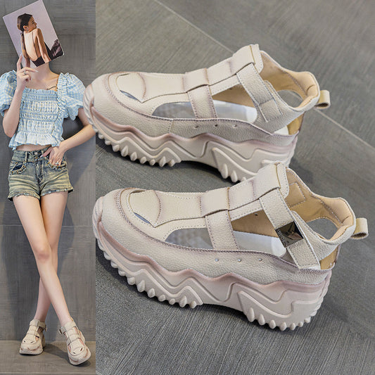 Women's Summer Breathable Hollow Korean Versatile Platform Height Increasing Sports Sandals
