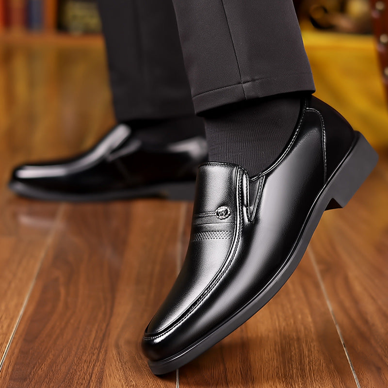 Men's Genuine Spring Slip-on Soft Bottom Dad Leather Shoes