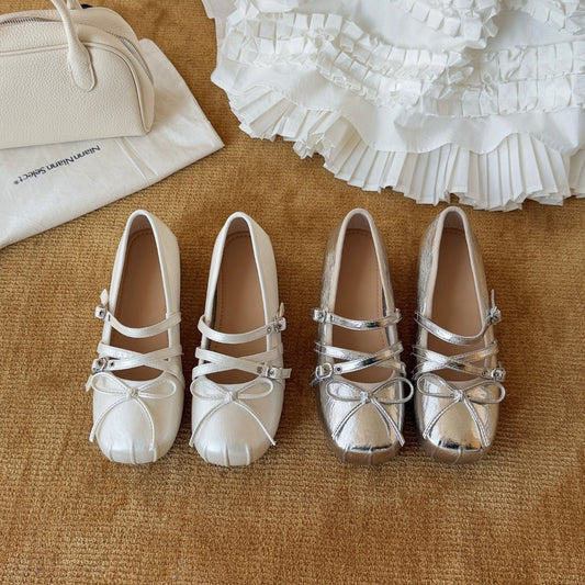 Version Mary Jane Sier Bow Pumps Slippers