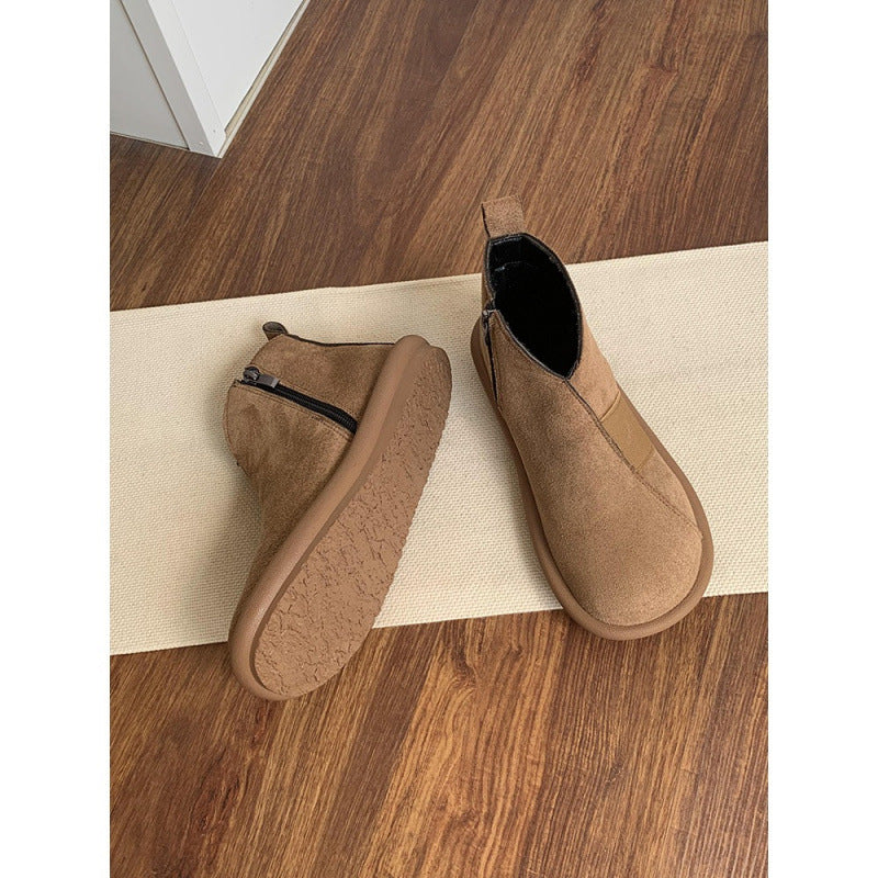Women's Retro Booties Ankle Super Nice Round Toe Flat Bottom Boots