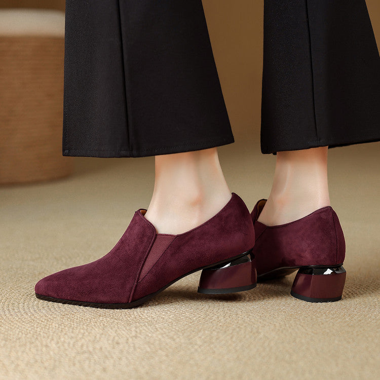 British Style Temperament High-cut Pumps Frosted Retro Easy Matching Women's Fashion Shoes