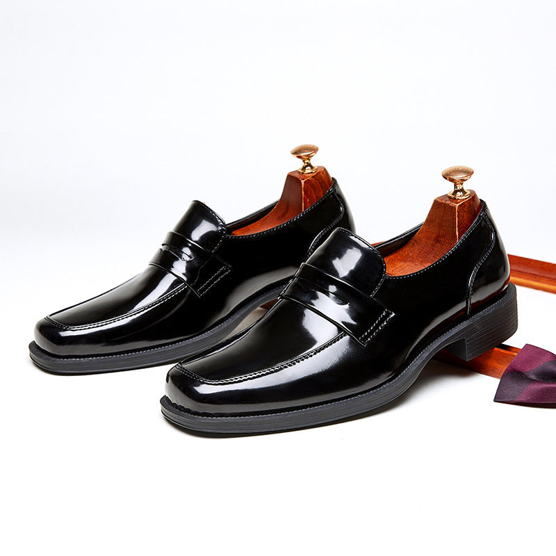 Men's Summer British Business Glossy Slip-on Square Toe Formal Loafers/doug Shoes