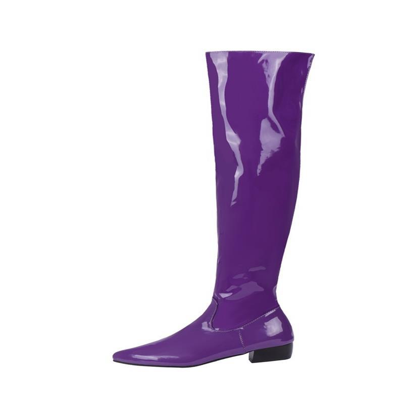 Candy Color Low Patent Side Zipper Heels