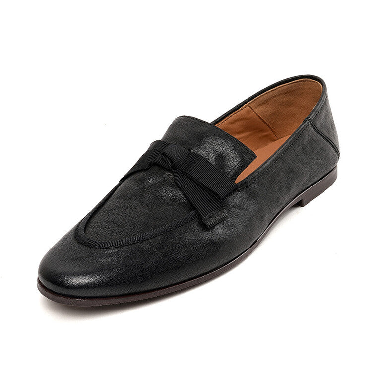 Women's Style Soft Genuine Deep Mouth Flat Bottom Comfort Leather Shoes