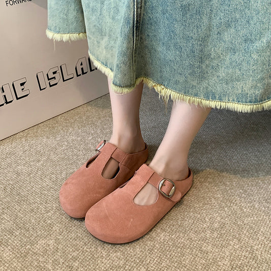 Women's Shape Buckle Toe Cap Semi Plus Sandals