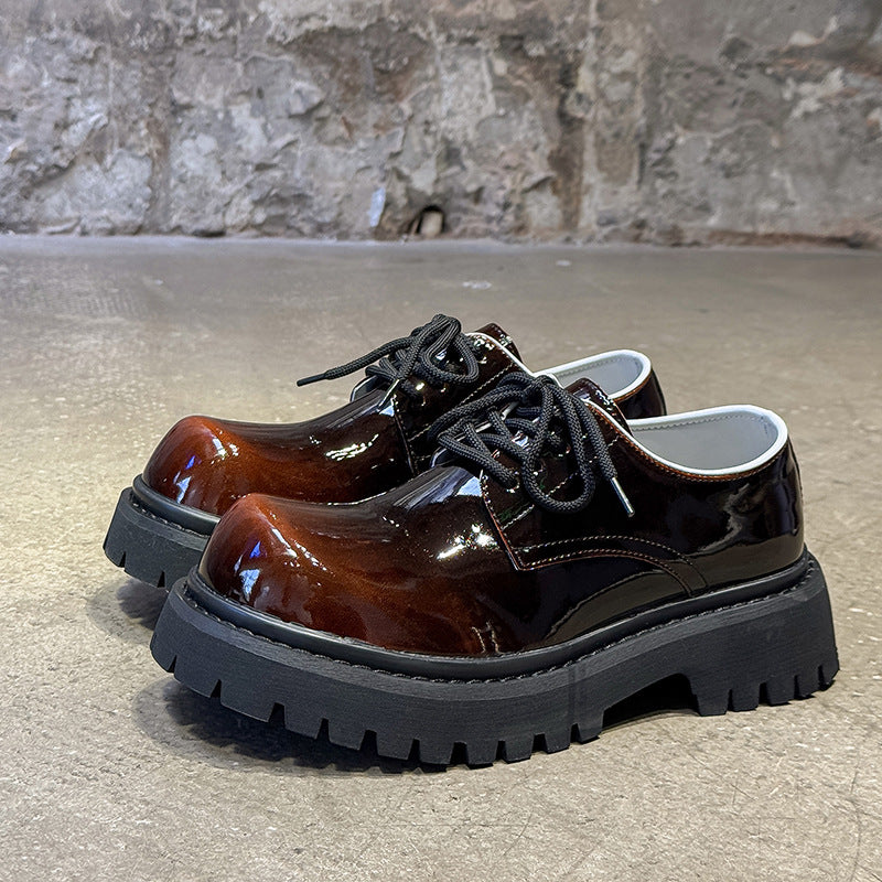 Men's Autumn Derby Big Head Glossy British Men's Casual Leather Shoes