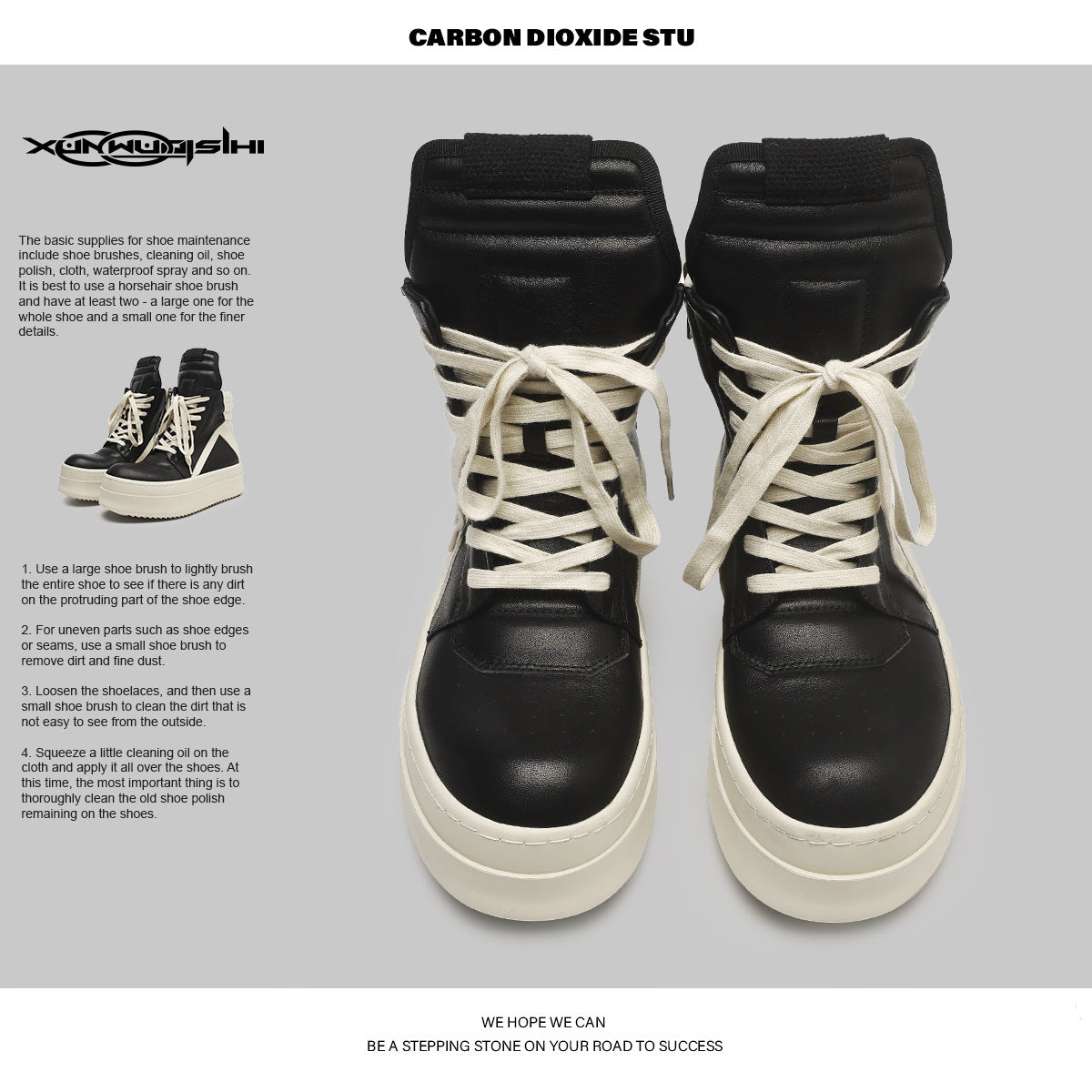 Men's Triangle Platform Black White Fashion Genuine Dark Boots