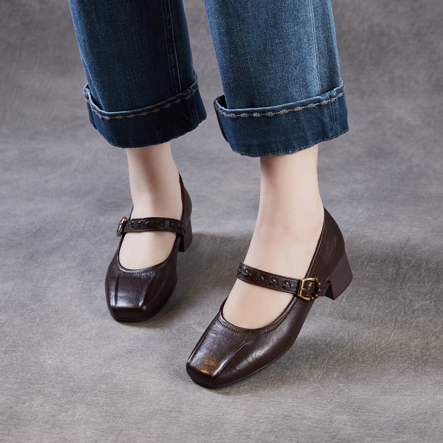 Women's Mary Jane Spring French Style Vintage Thick Bottom Leather Shoes