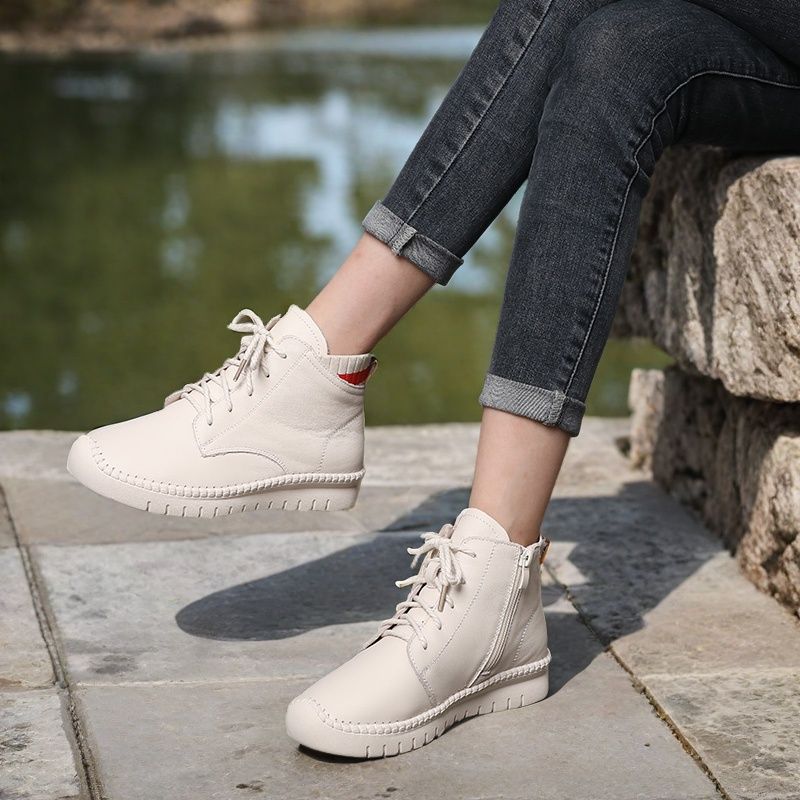 Women's Genuine Soft Sole Ankle Flat Single-layer Casual Shoes