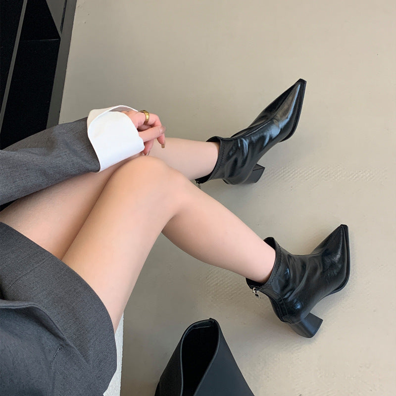 Women's With Skirt Pointed Ankle High Martin Niche Boots