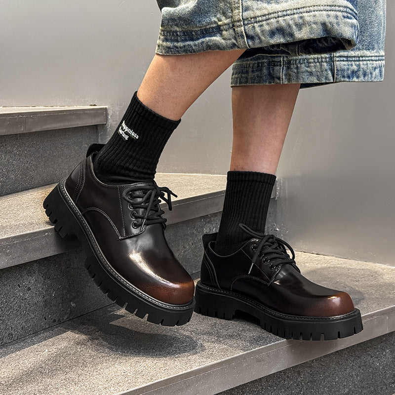 Men's Small Large Size British Style College Vintage Black Series Men's Business Leather Shoes