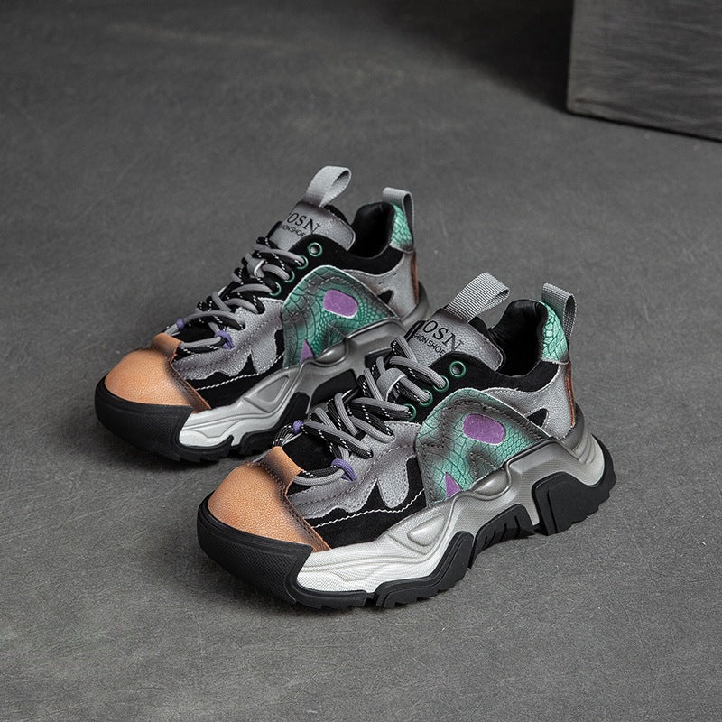 Women's & Men's Shu First Layer Cowhide Retro Style Sneakers